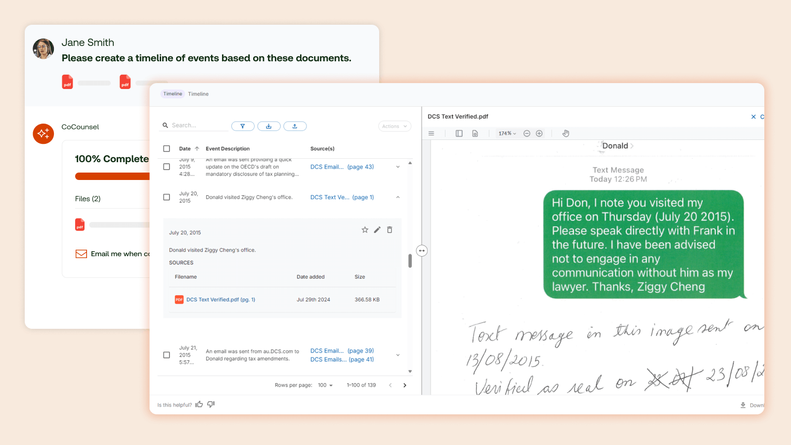 AI that creates timelines of events