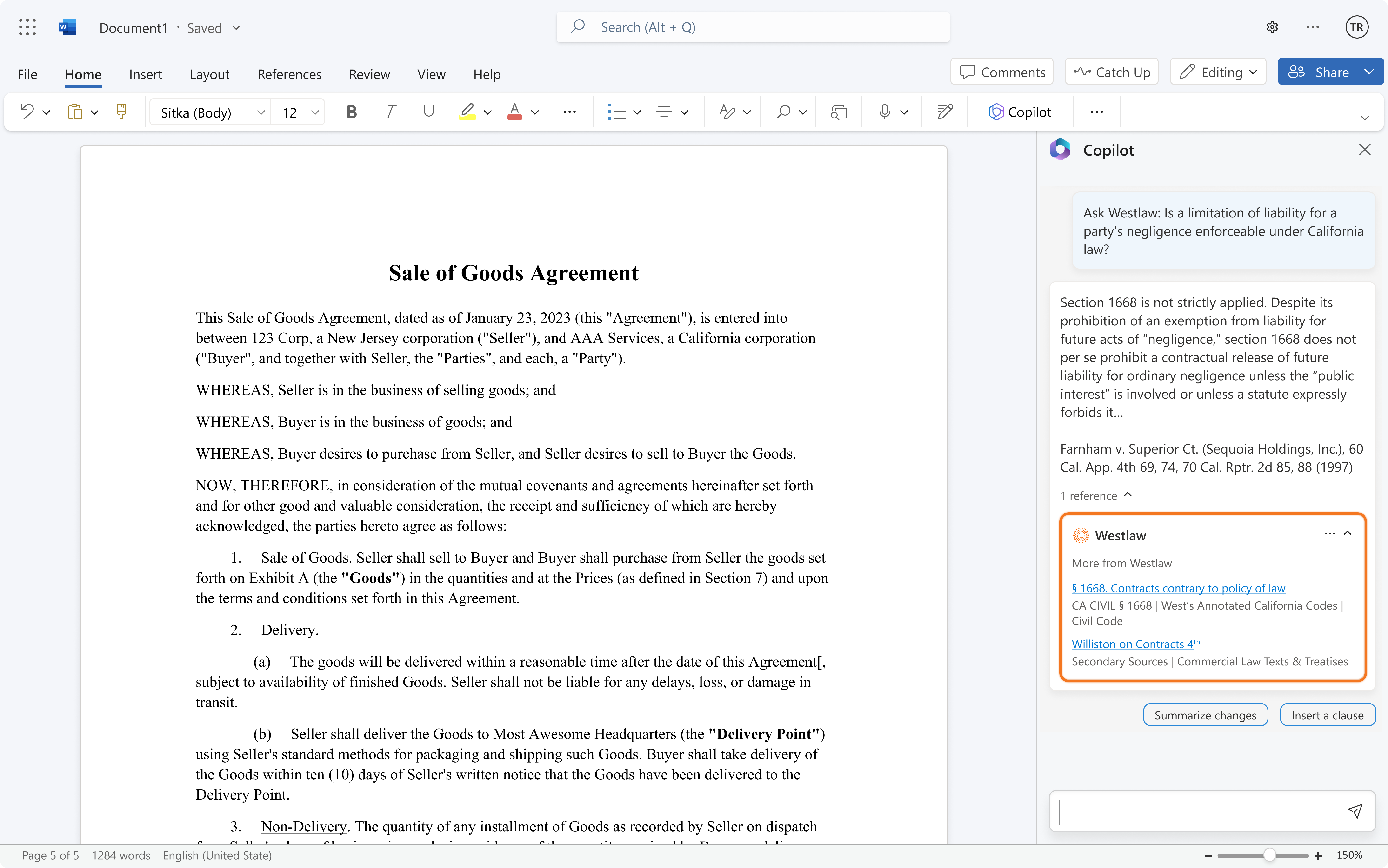 Legal drafting with Copilot