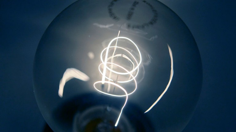 A traditional light bulb with carbon filament is displayed at a do-it-yourself store in Dortmund August 31, 2009.