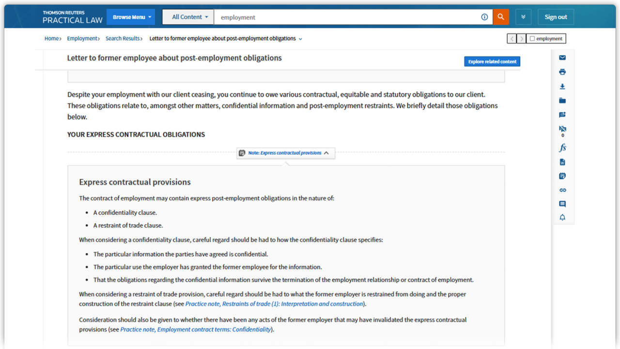 Practical Law screenshot