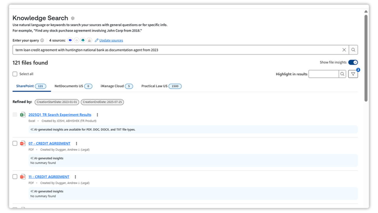 Knowledge Search with CoCounsel