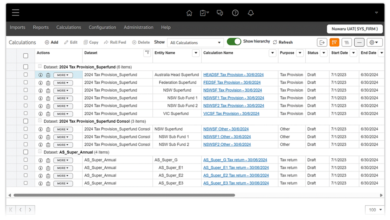 ONESOURCE Superannuation screenshoot