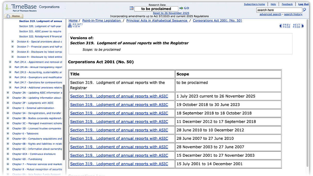 Screenshot of TimeBase Point-in-Time's timeline